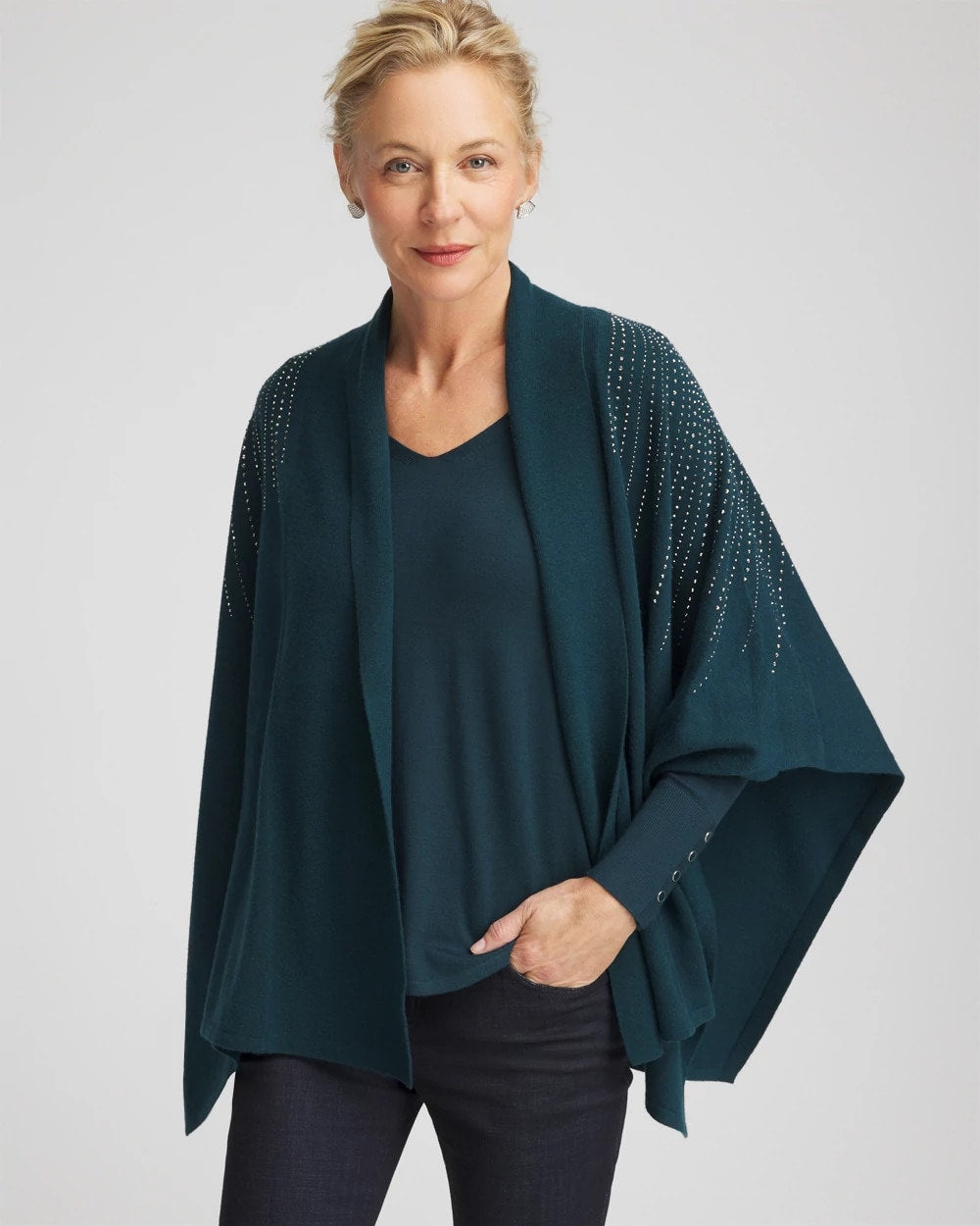 Embellished Shawl Collar Ruana