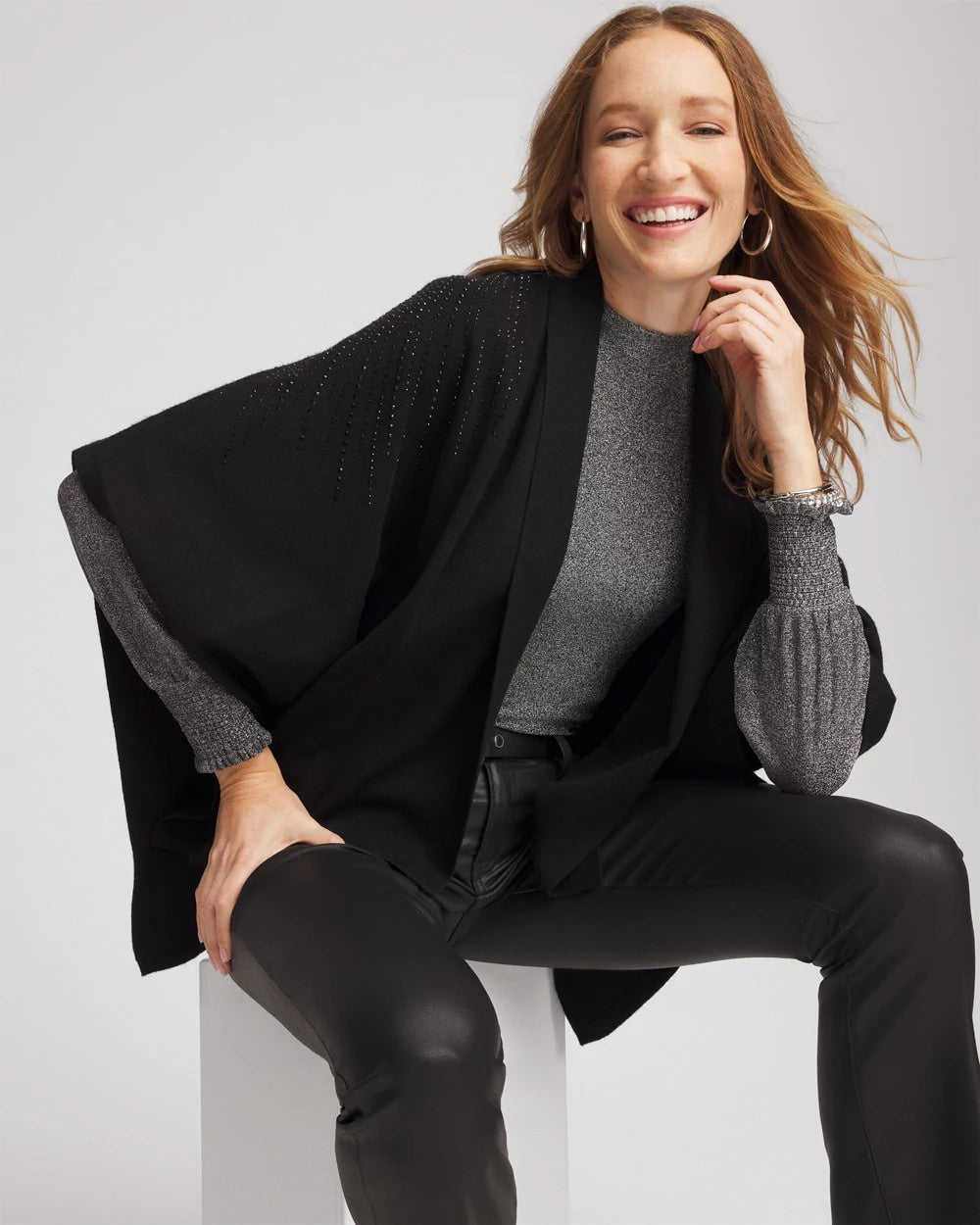 Embellished Shawl Collar Ruana