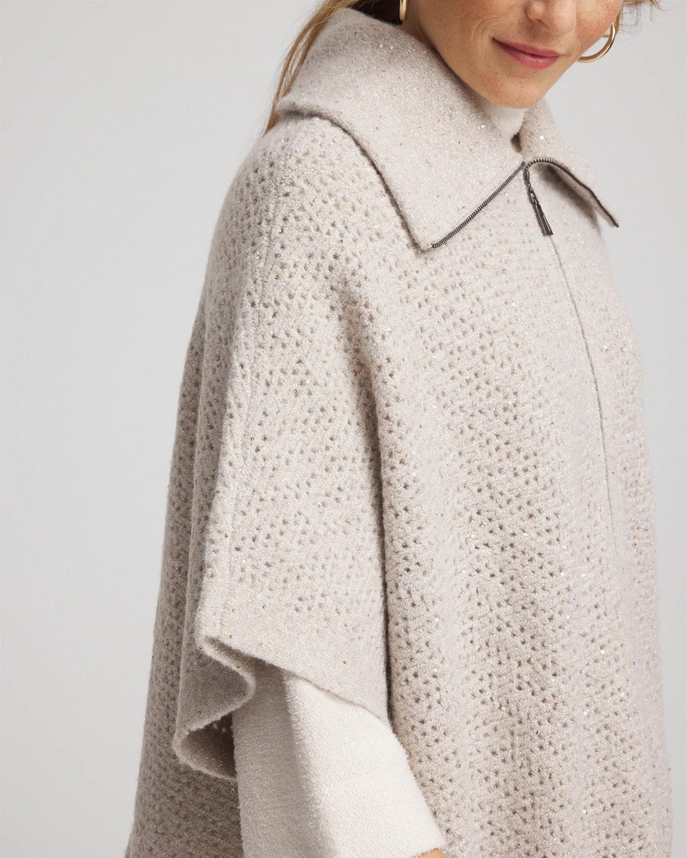 Zip-Front Collared Ruana
