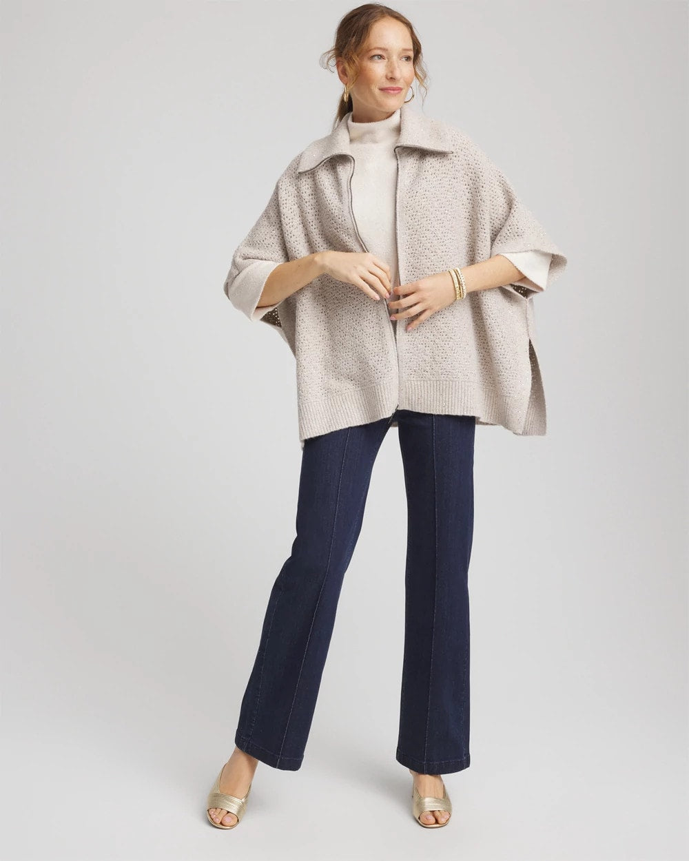 Zip-Front Collared Ruana