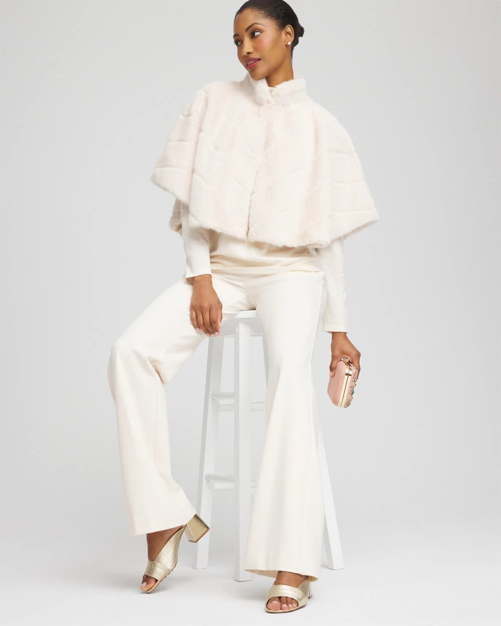 Faux Fur Funnelneck Capelet