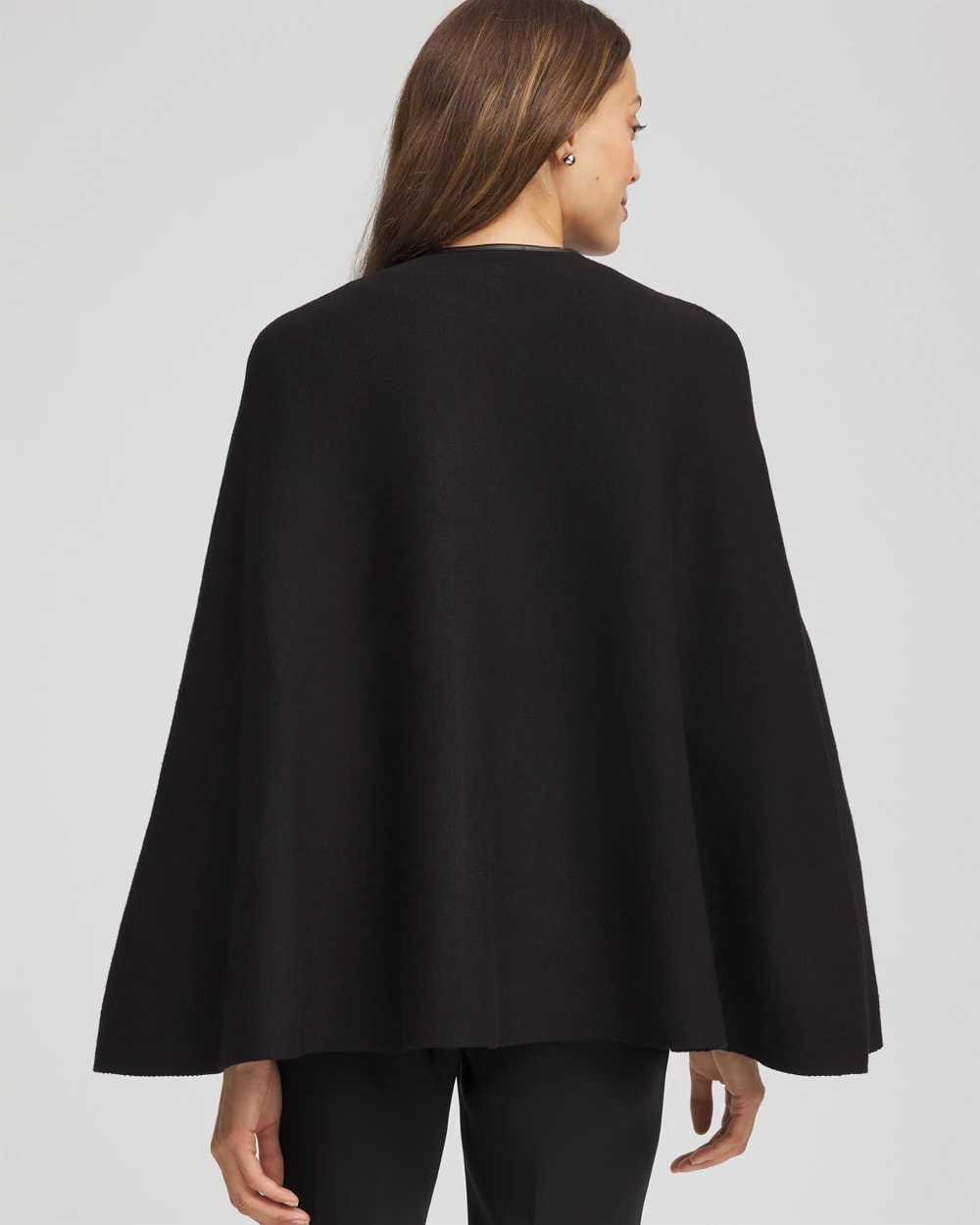Faux Leather Trim Cape