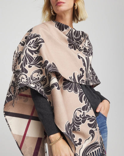 Reversible Printed Fringe Ruana