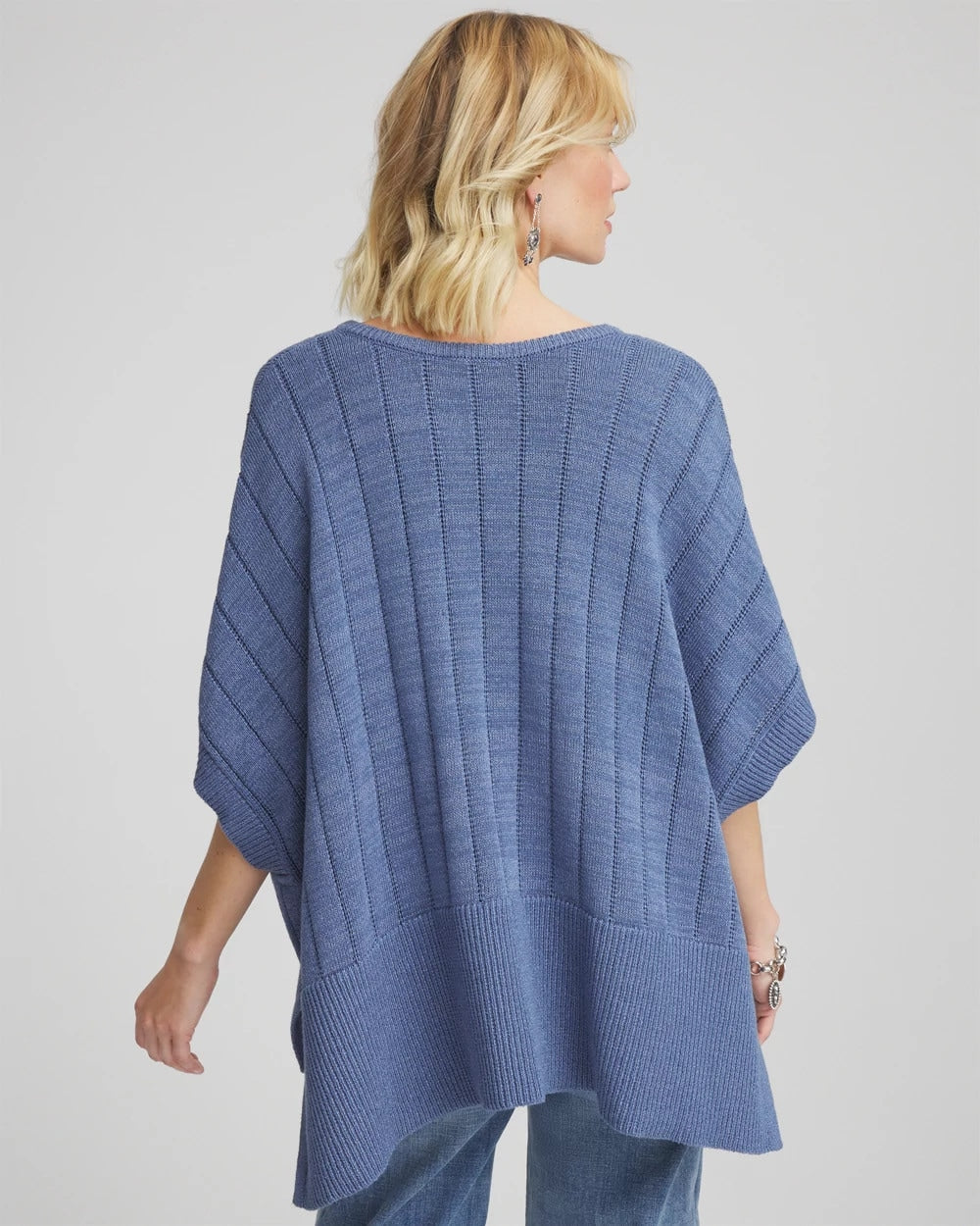 Open-Knit Splitneck Poncho