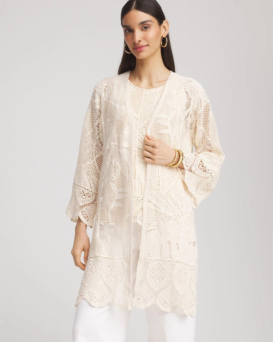 Cutwork Crochet-Lace Long Kimono