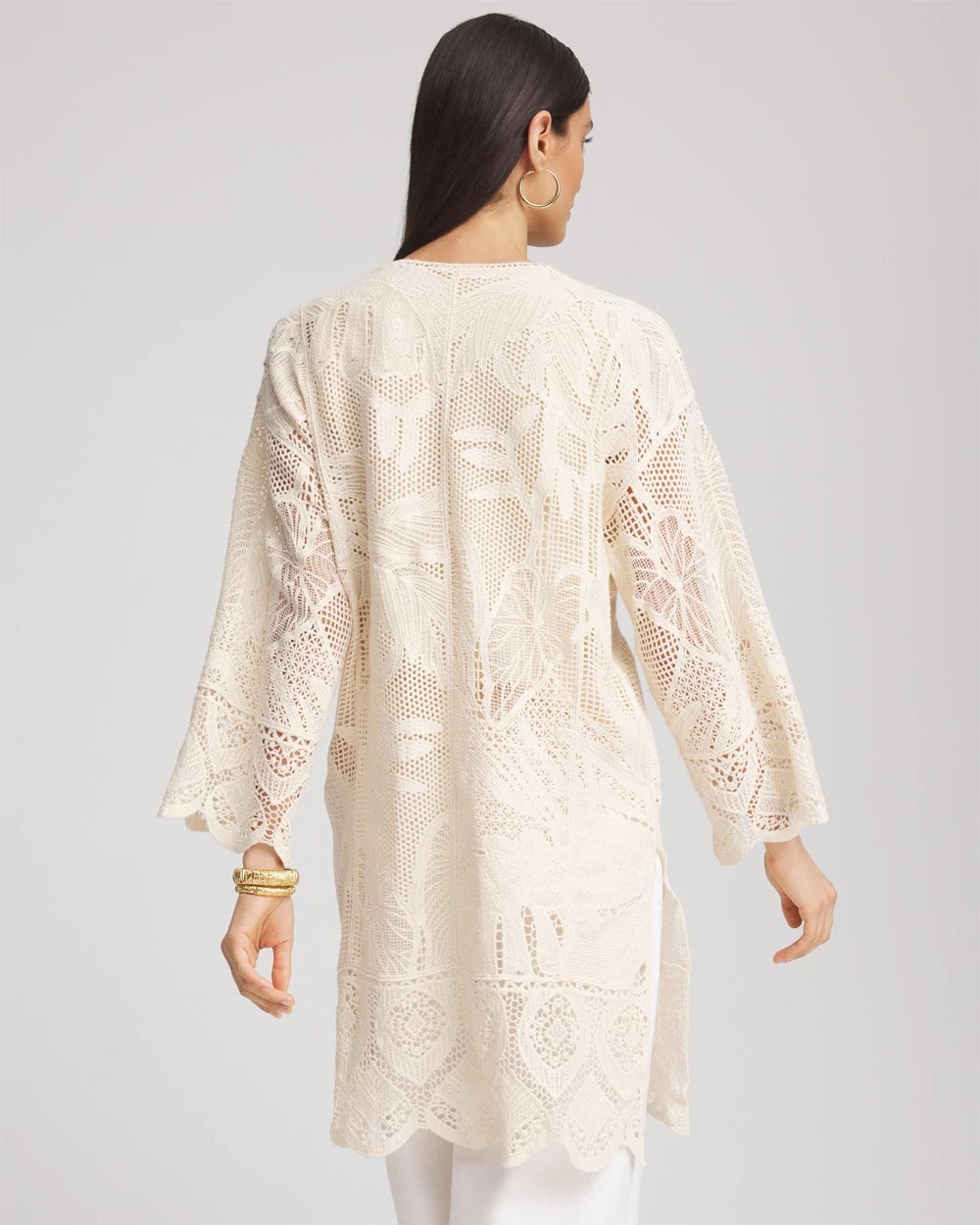 Cutwork Crochet-Lace Long Kimono