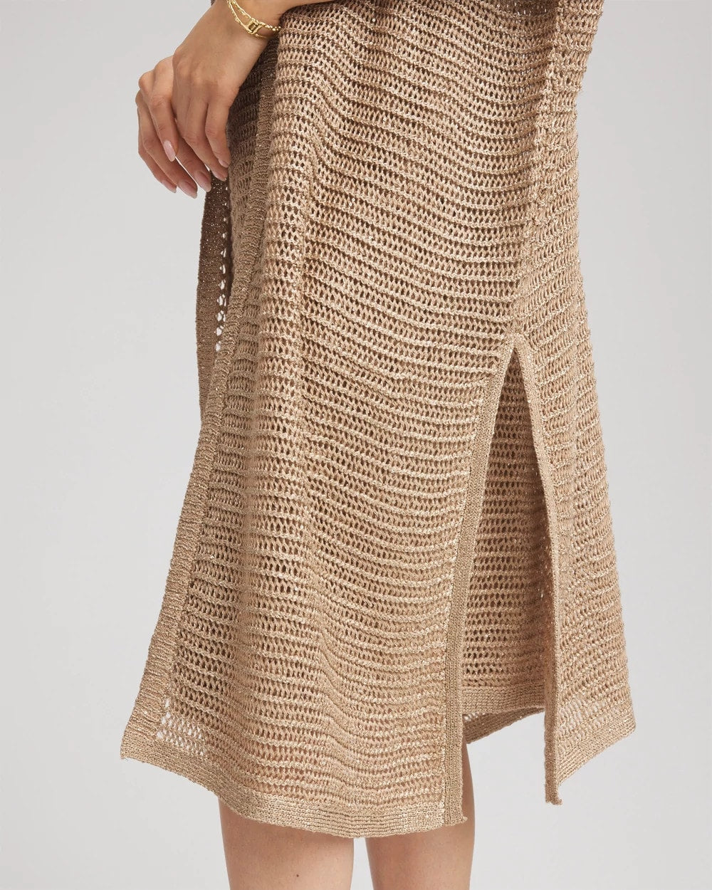 Crochet-Knit Sequins Ruana