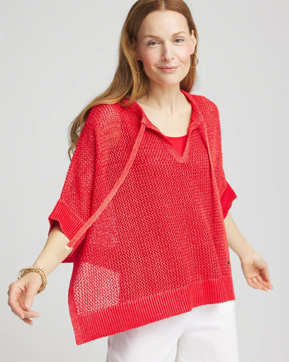 Sequin Open Knit Poncho