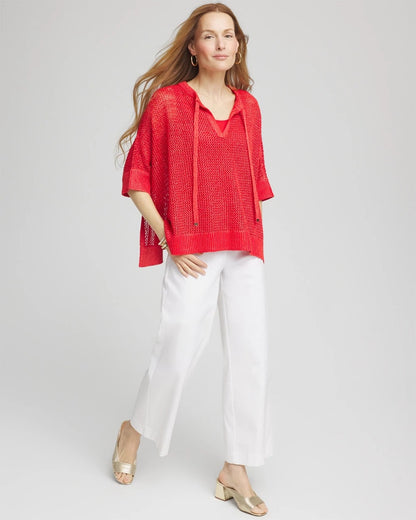 Sequin Open Knit Poncho