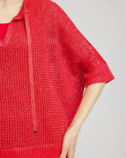 Sequin Open Knit Poncho