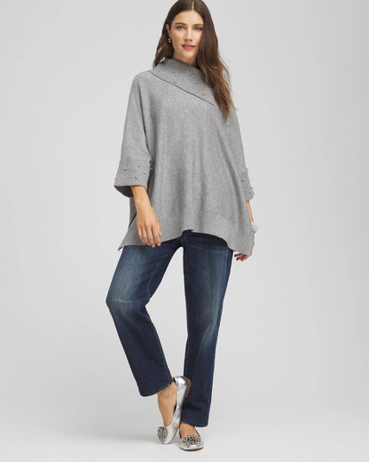 Embellished Sweater Poncho