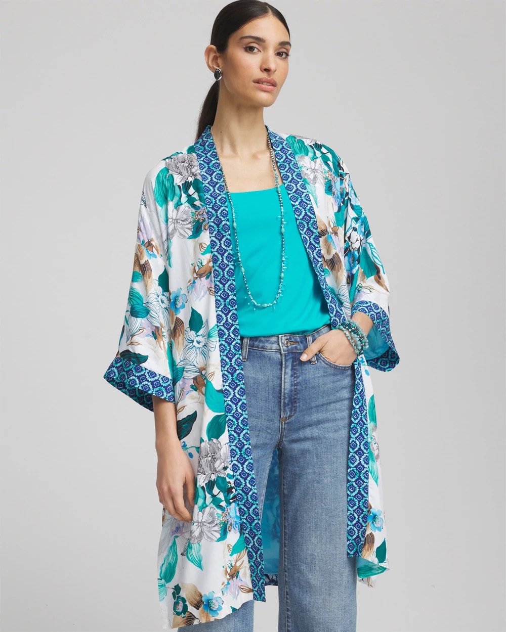 Island Motif Long Kimono