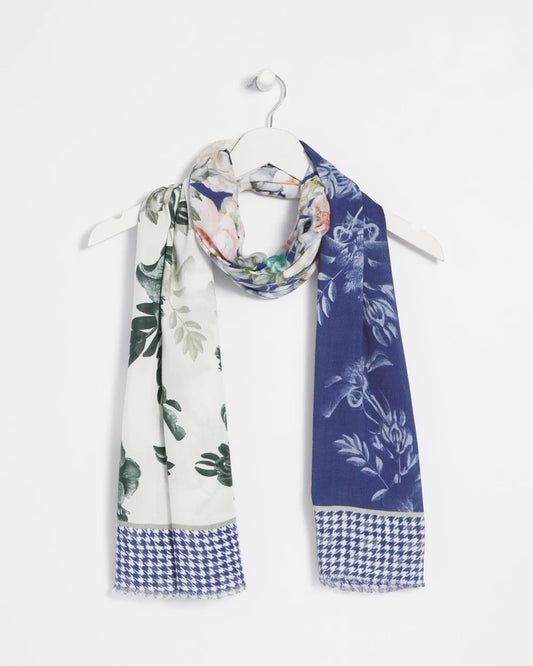 Colorblock Floral-Print Oblong Scarf
