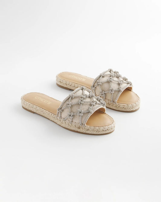 Linen Knotted Espadrille Slides
