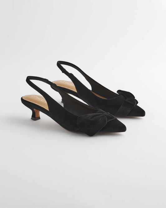 Charm Velvet Bow Kitten Heels