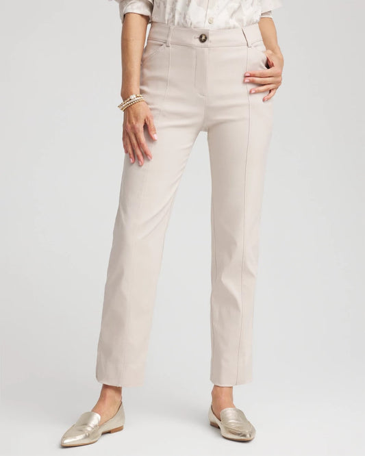Petite Bi-Stretch Straight Ankle Pants