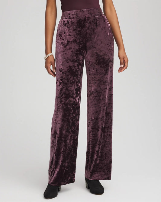 Petite Crushed Velvet Wide-Leg Pants