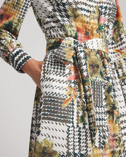 Petite Artisanal Floral Print Maxi Shirtdress