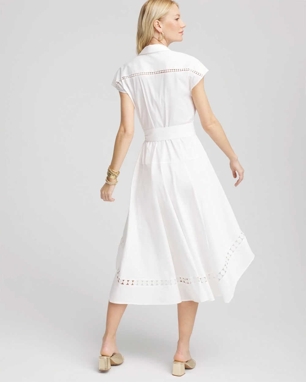 Petite Poplin Circle Trim Maxi Shirtdress