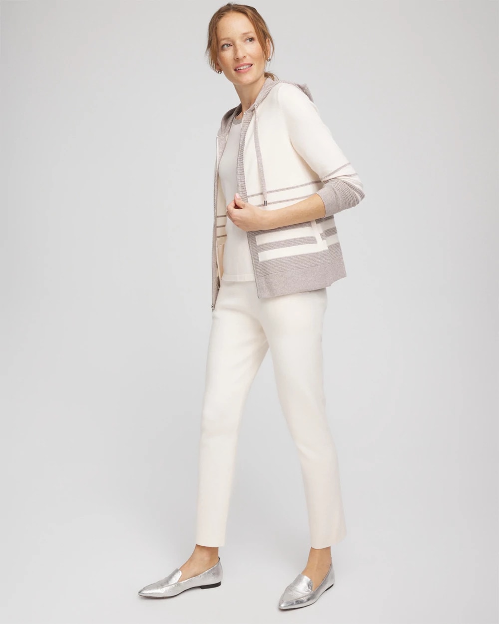 Zenergy® Luxe Metallic Striped Sweater