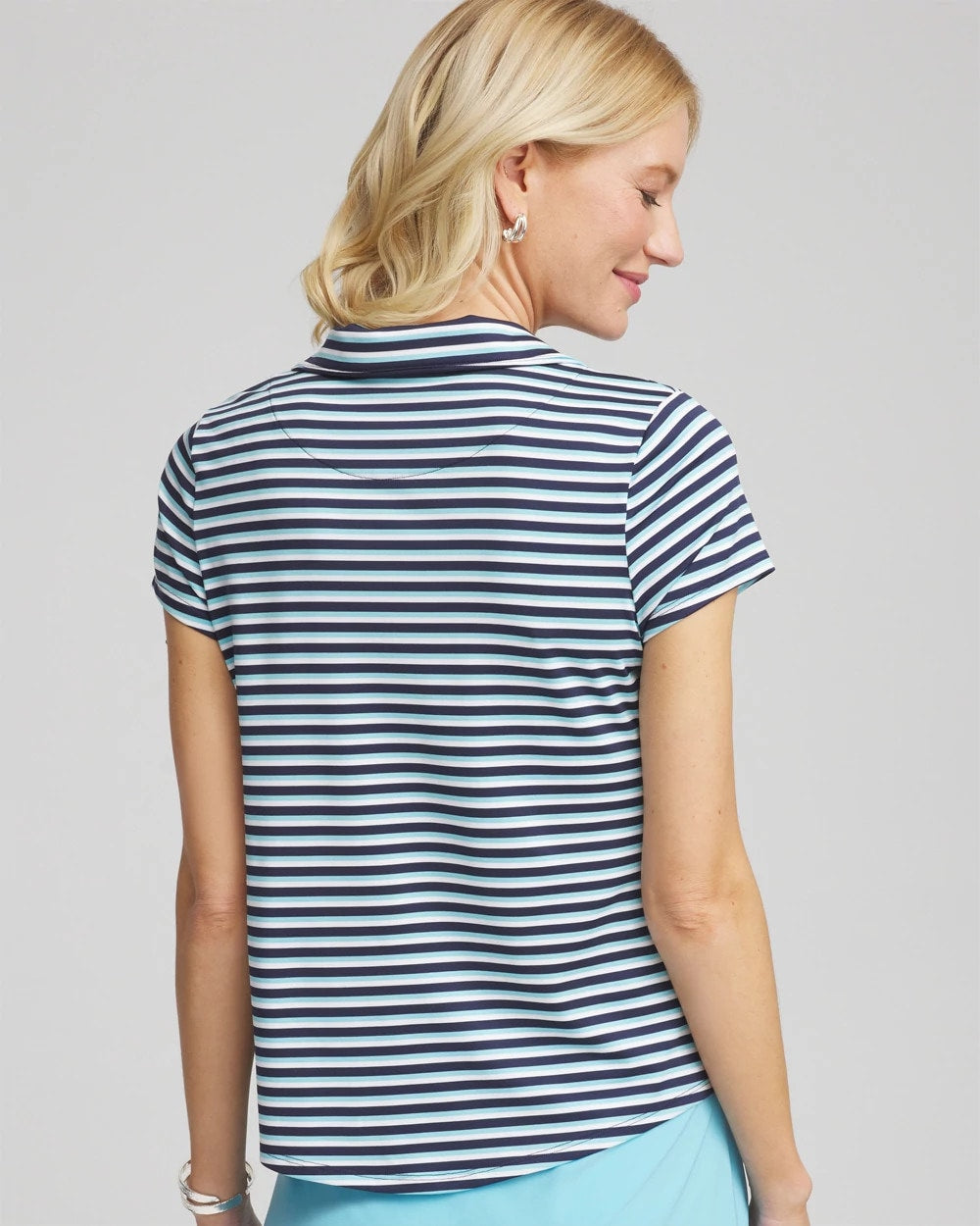 Zenergy® Striped UPF Mockneck Short-Sleeve Top