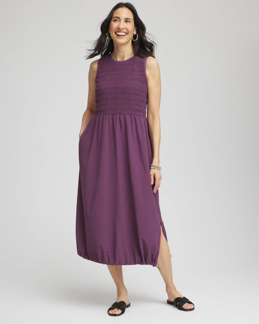 Zenergy® UPF Smocked Midi Dress
