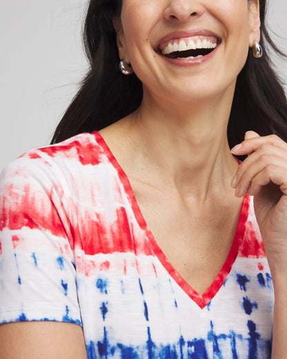 Zenergy® Americana Tie-dye V-Neck Tee