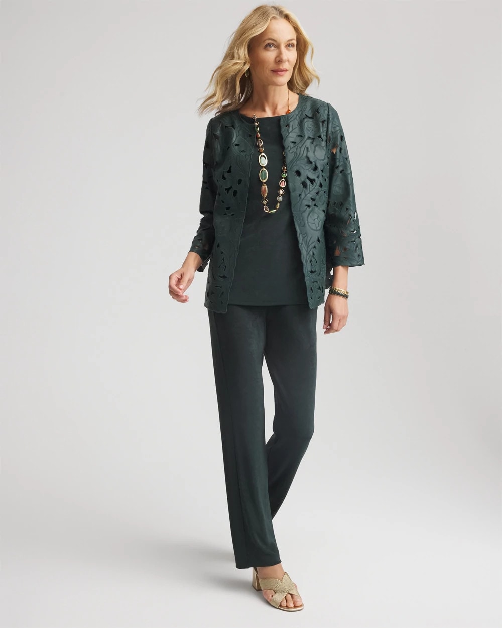 Travelers™ Collection Faux Leather Floral Jacket