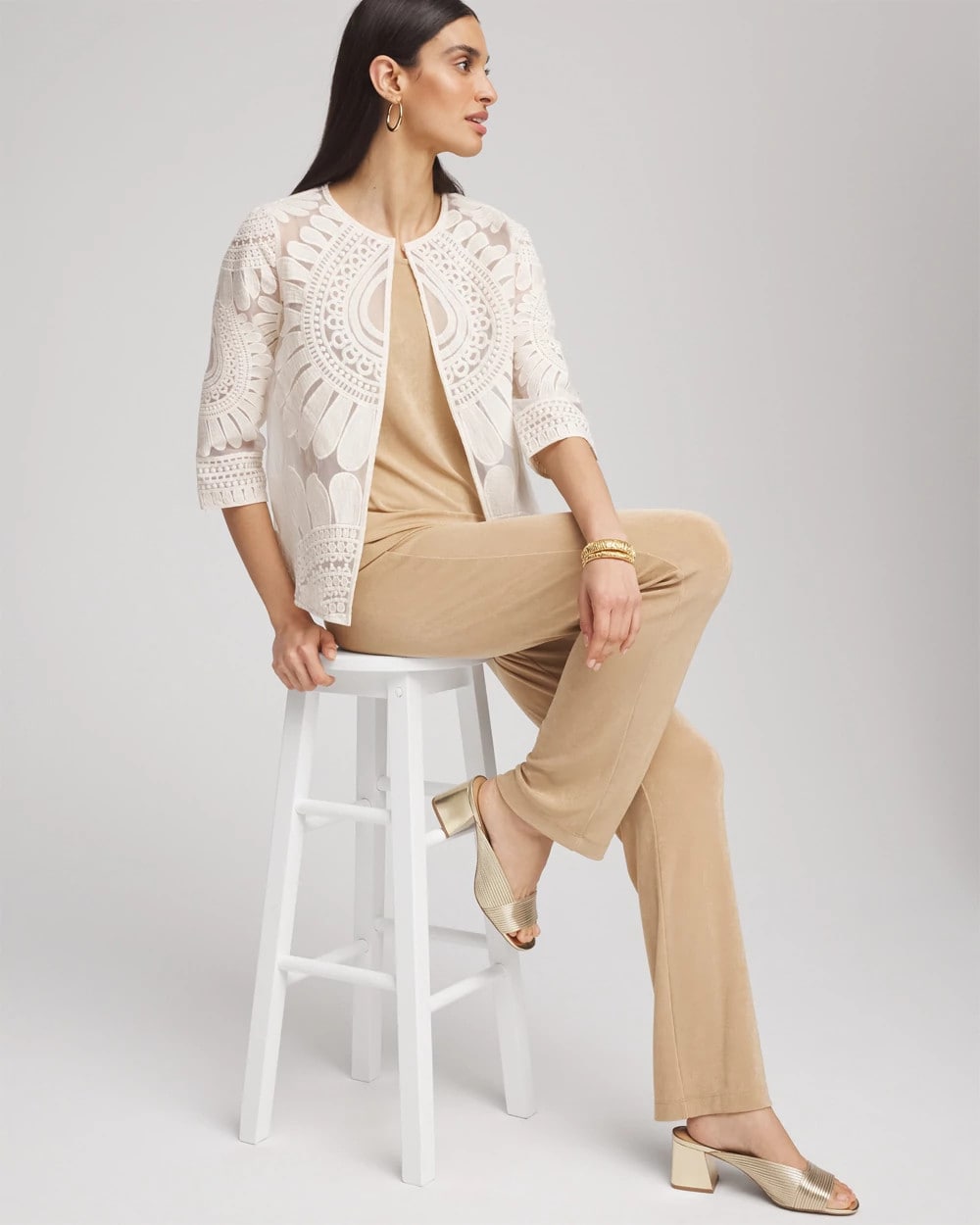 Travelers™ Collection Embroidered 3/4 Sleeve Jacket