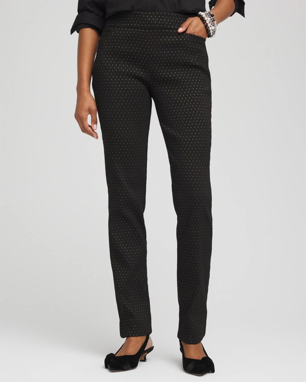 Brigitte™ Slim Full-Length Jacquard Pants