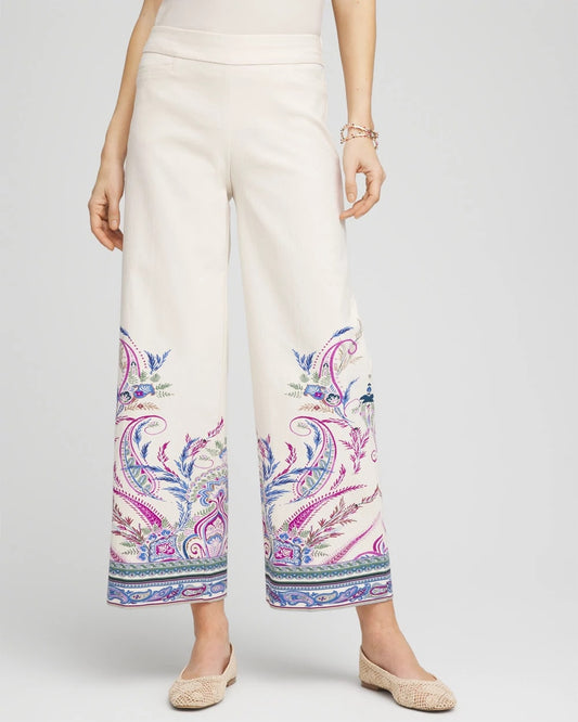 Brigitte™ Paisley Wide-Leg Cropped Pants