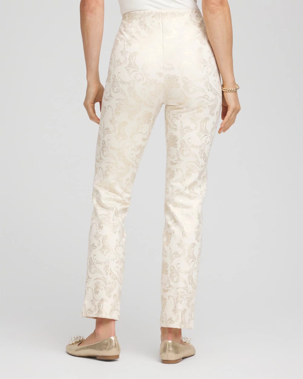 Juliet Golden Foiled Slim Ankle Pants