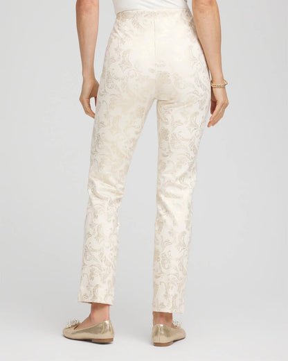 Juliet Golden Foiled Slim Ankle Pants
