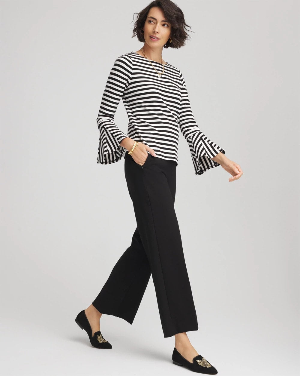 Juliet Slim Wide-Leg Cropped Pants