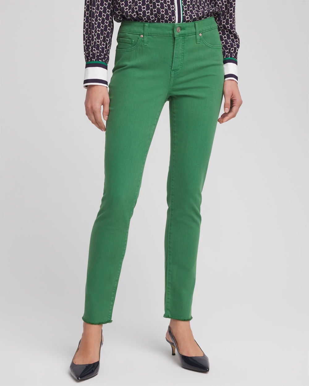 Girlfriend Fray Hem Ankle Jeans