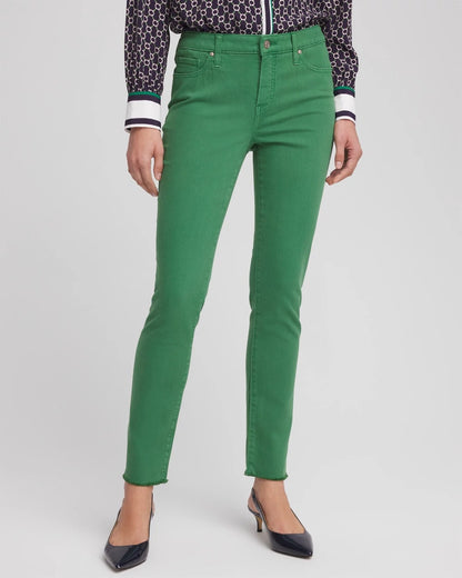 Girlfriend Fray Hem Ankle Jeans